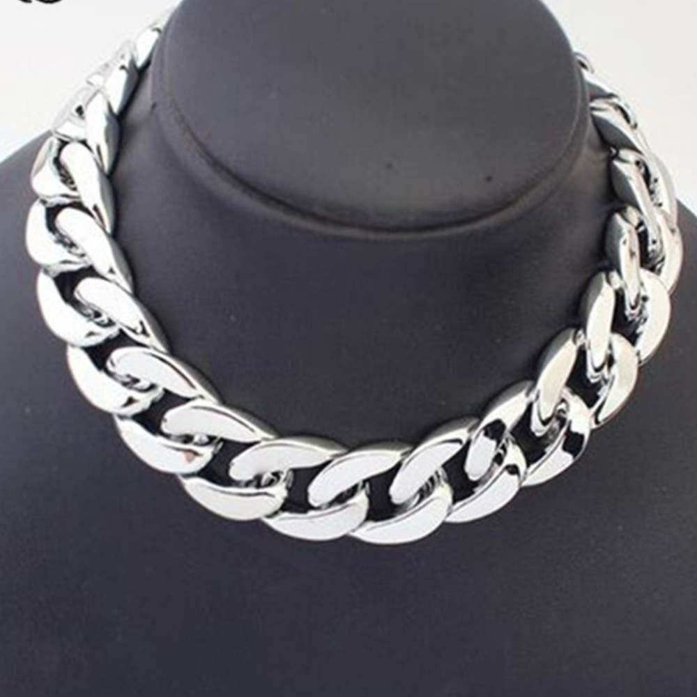 Metal Chain Link Choker Chunky Gold Silver B22